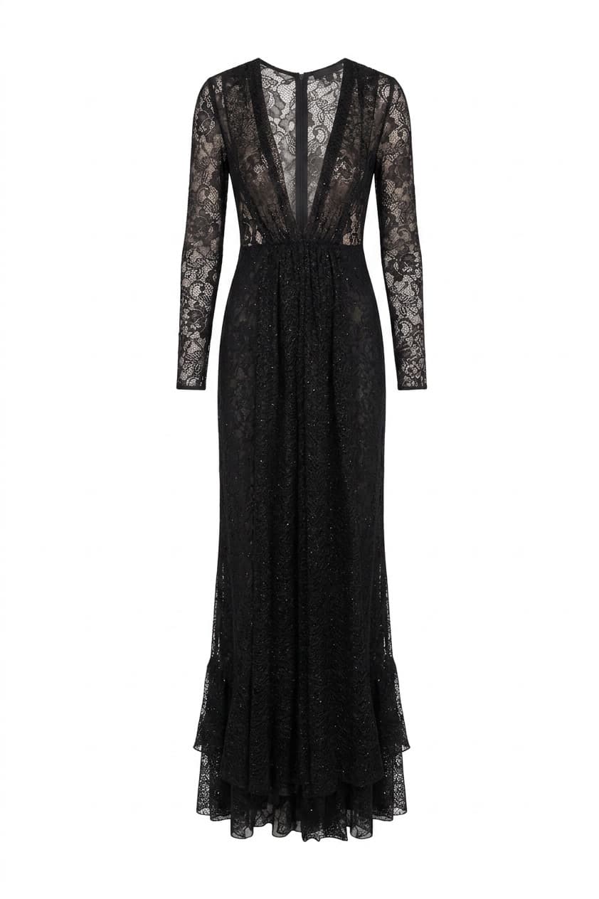 Cushnie Et Ochs Black Lace Plunge Gown 