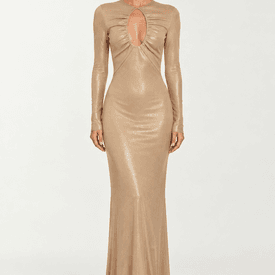Cushnie Et Ochs Gold Lame Gown with Cutout — image 2