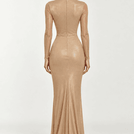 Cushnie Et Ochs Gold Lame Gown with Cutout — image 3