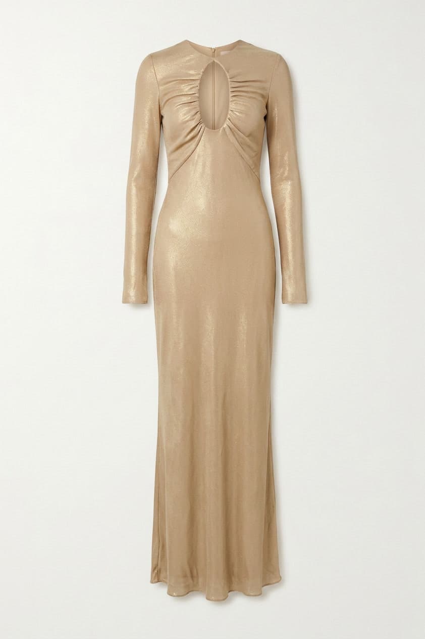 Cushnie Et Ochs Gold Lame Gown with Cutout