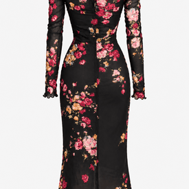 Vintage Dolce & Gabbana Hand Painted Long Sleeve Floral Midi Dress — image 2
