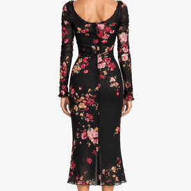 Vintage Dolce & Gabbana Hand Painted Long Sleeve Floral Midi Dress — image 4