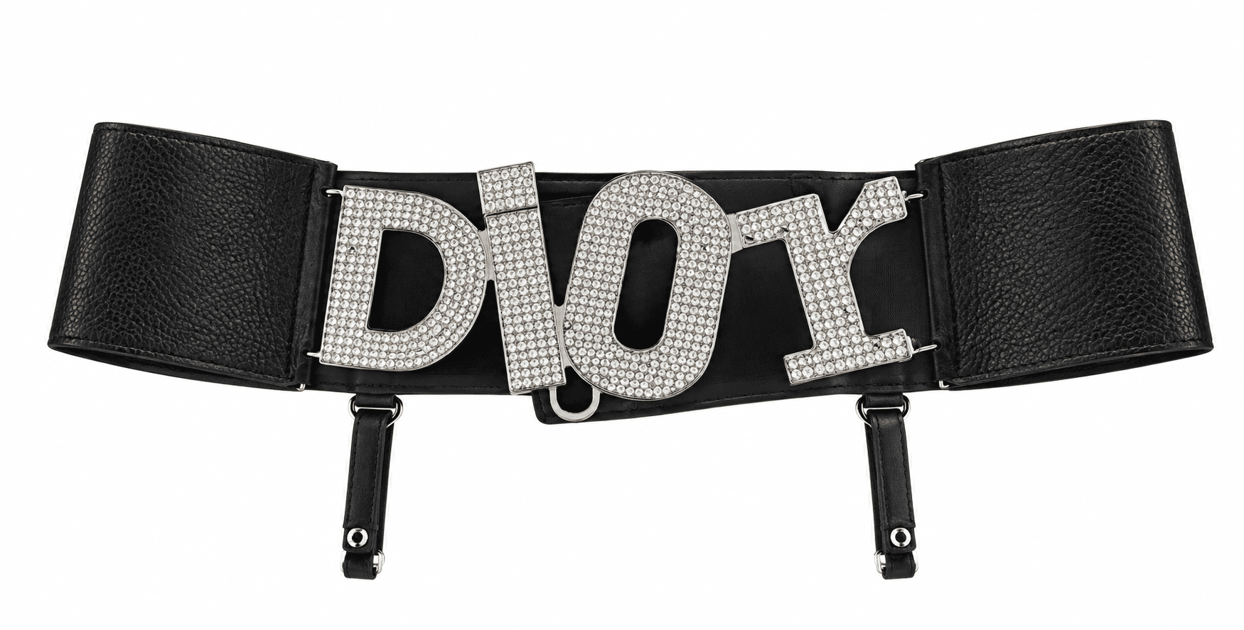 Vintage Christian Dior Spring 2003 Leather/Crystal Logo Belt