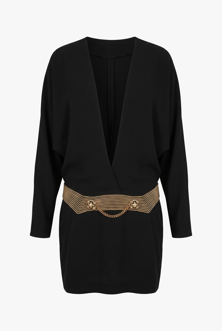 Gucci Black Dress with Gold Belt Hip Accent