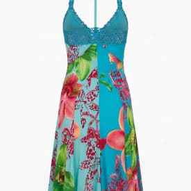 Versace Blue Silk Printed Dress with Crochet Details  — image 2