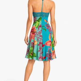 Versace Blue Silk Printed Dress with Crochet Details  — image 4