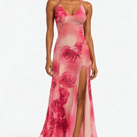 Blumarine Floral Maxi Dress with Slit  — image 3