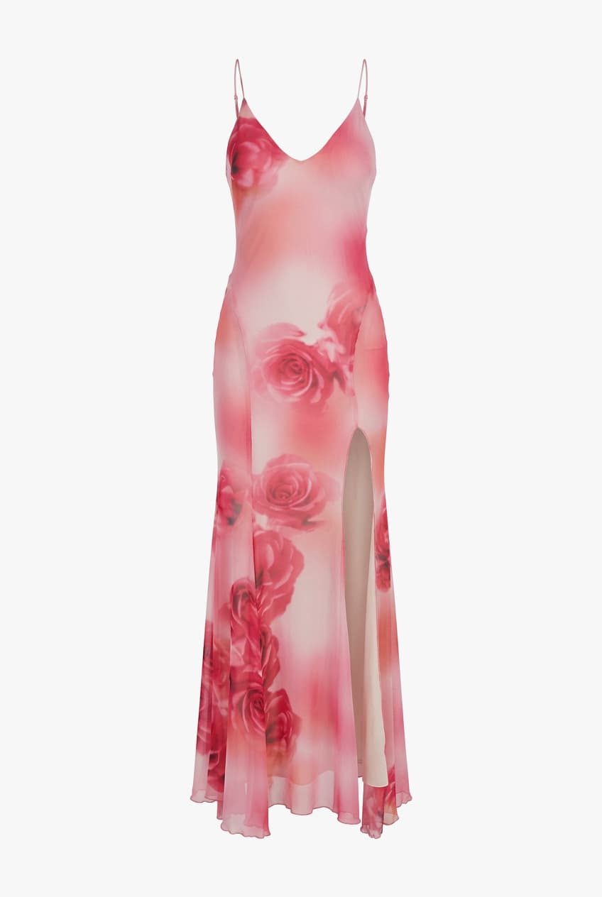Blumarine Floral Maxi Dress with Slit 