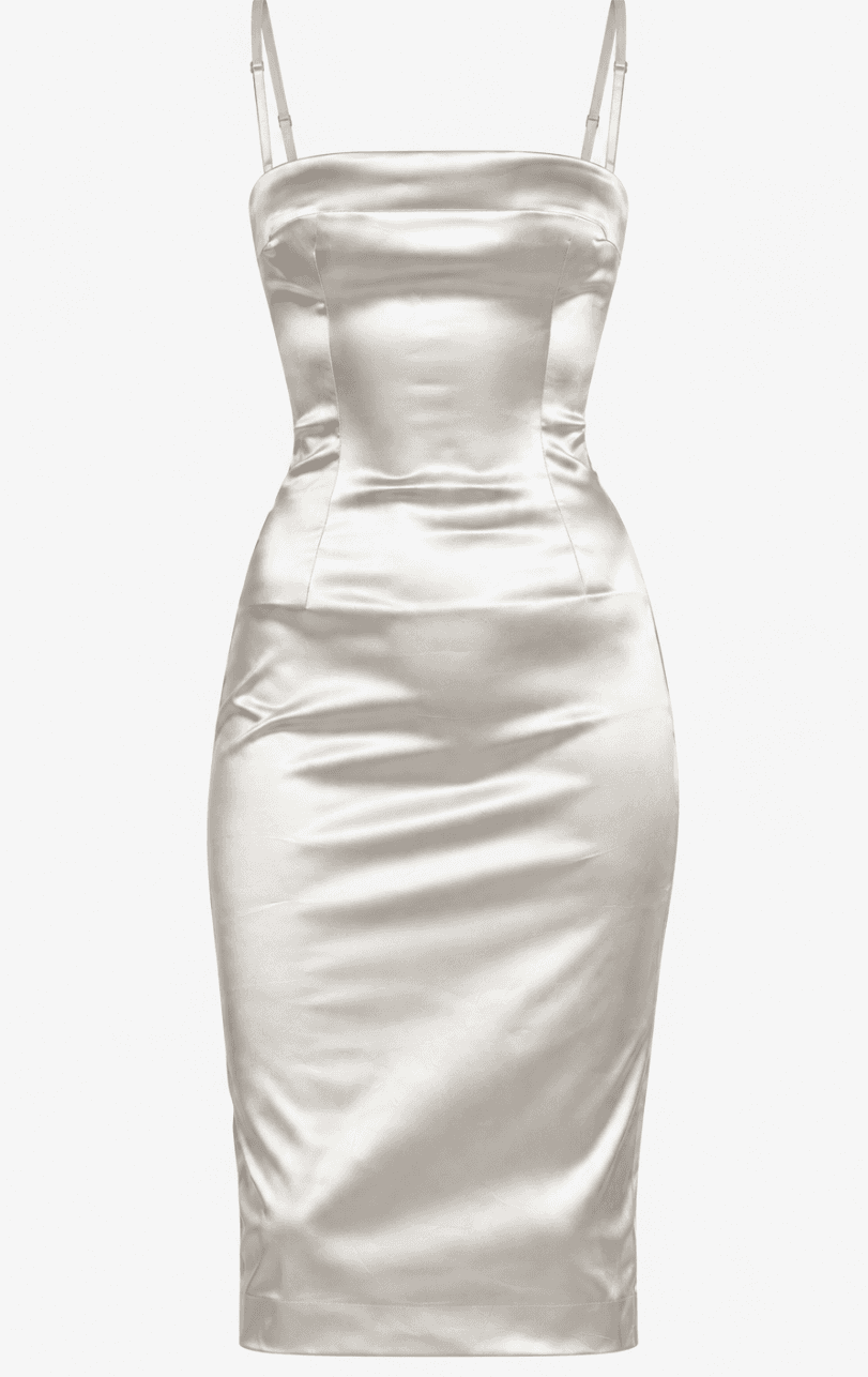 Vintage Dolce & Gabbana satin silver dress with silver bra 42 6