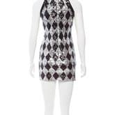 Adrienne Vittadini Black Silver Diamond Pattern Sequined Mini Dress — image 3