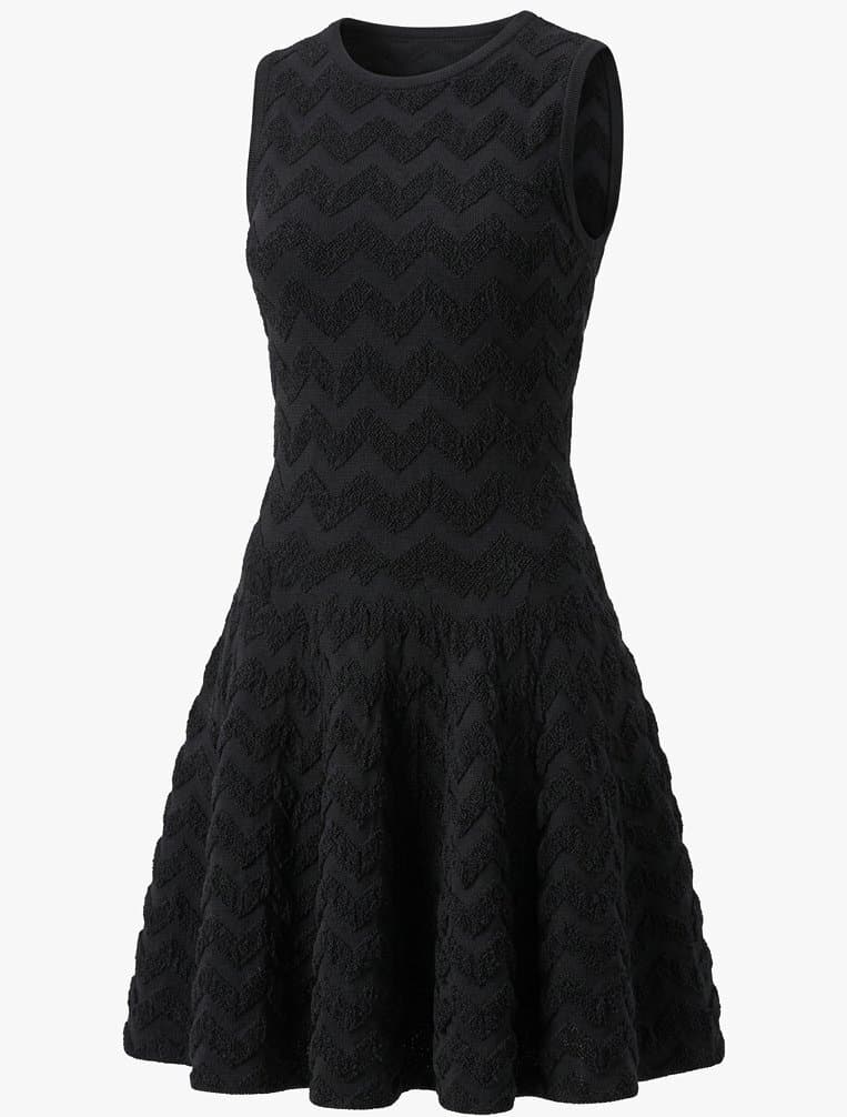 Alaïa Black Chevron Fit And Flare Dress