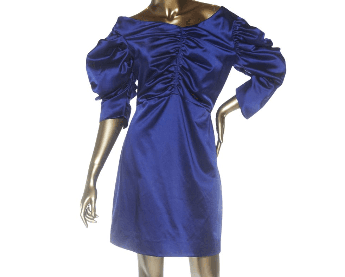 Isa Arfen Cold Schoulder Ruched Cottonblend Satin Mini Dress