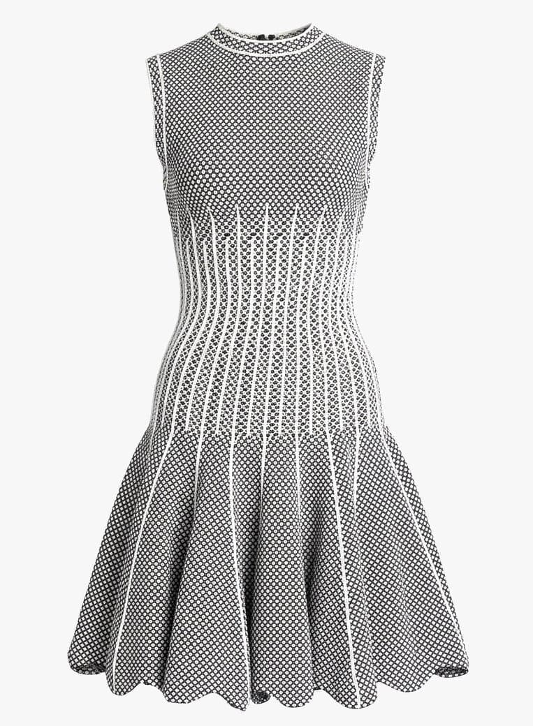 Alaïa Jacquard Black And White Fit And Flare Dress