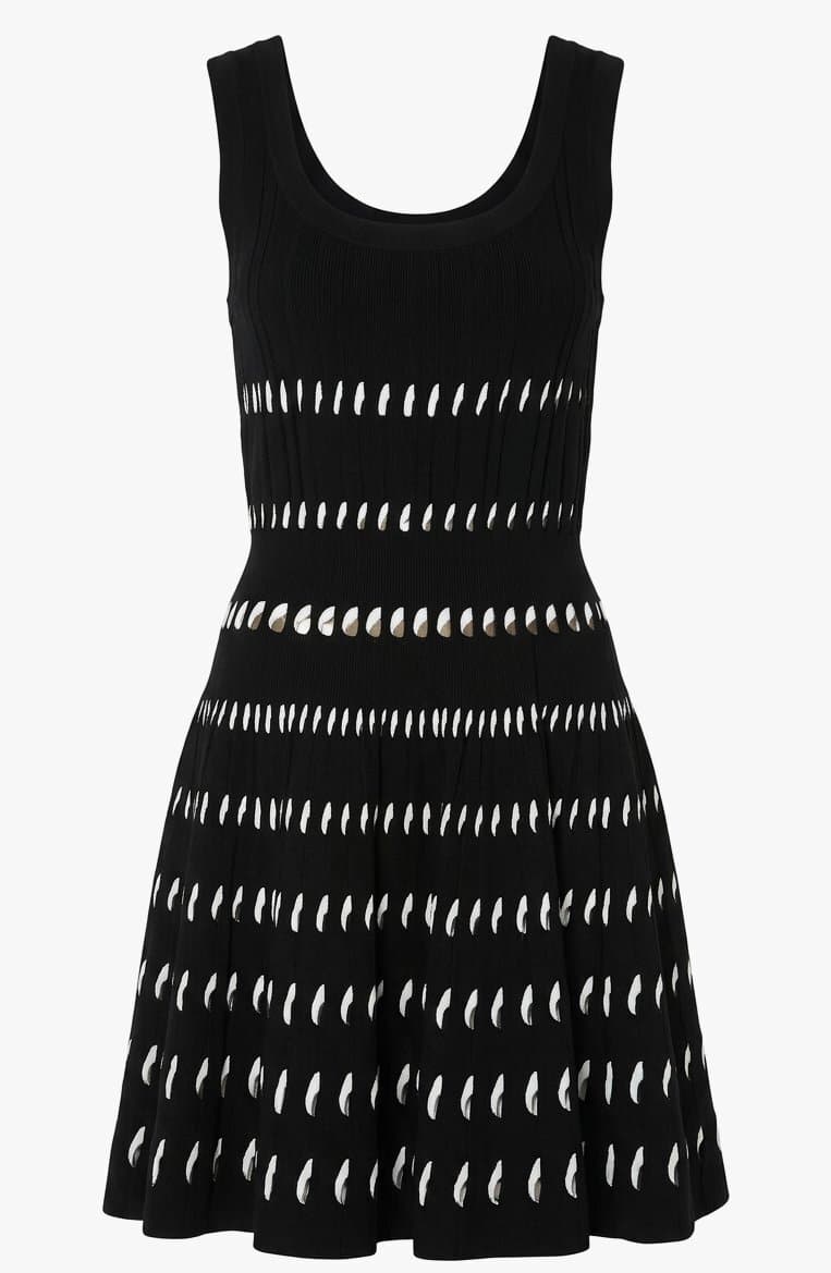 Alaïa Black And White Open Knit Mini Dress