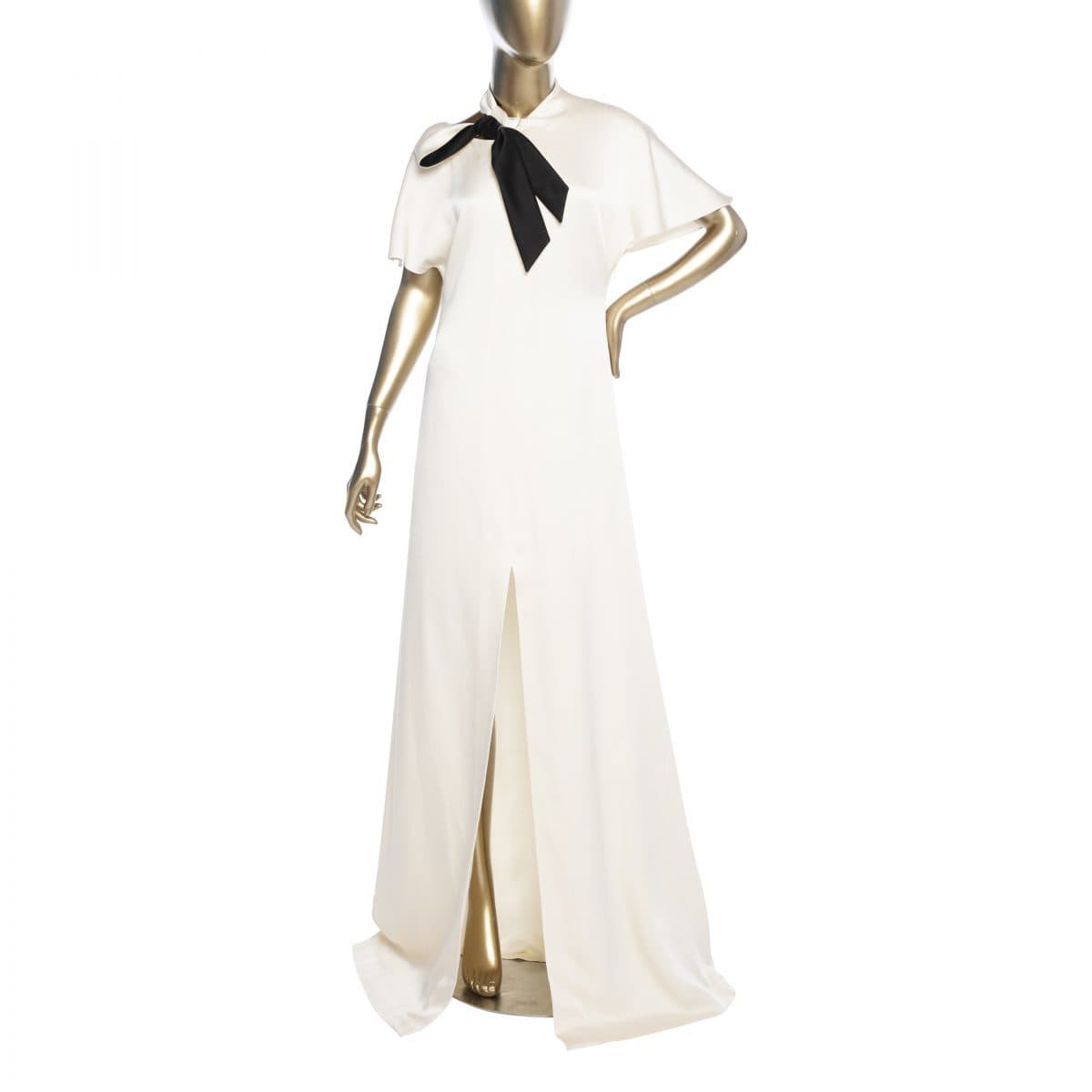 Lanvin Flutter Short Sleeve Satin Gown