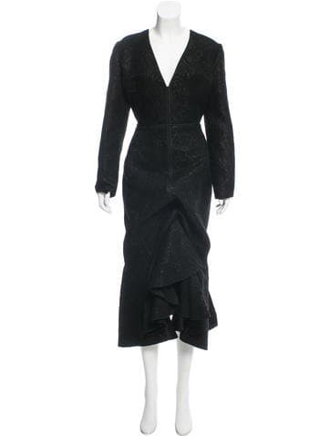 Lanvin V-neck Jacquard Dress