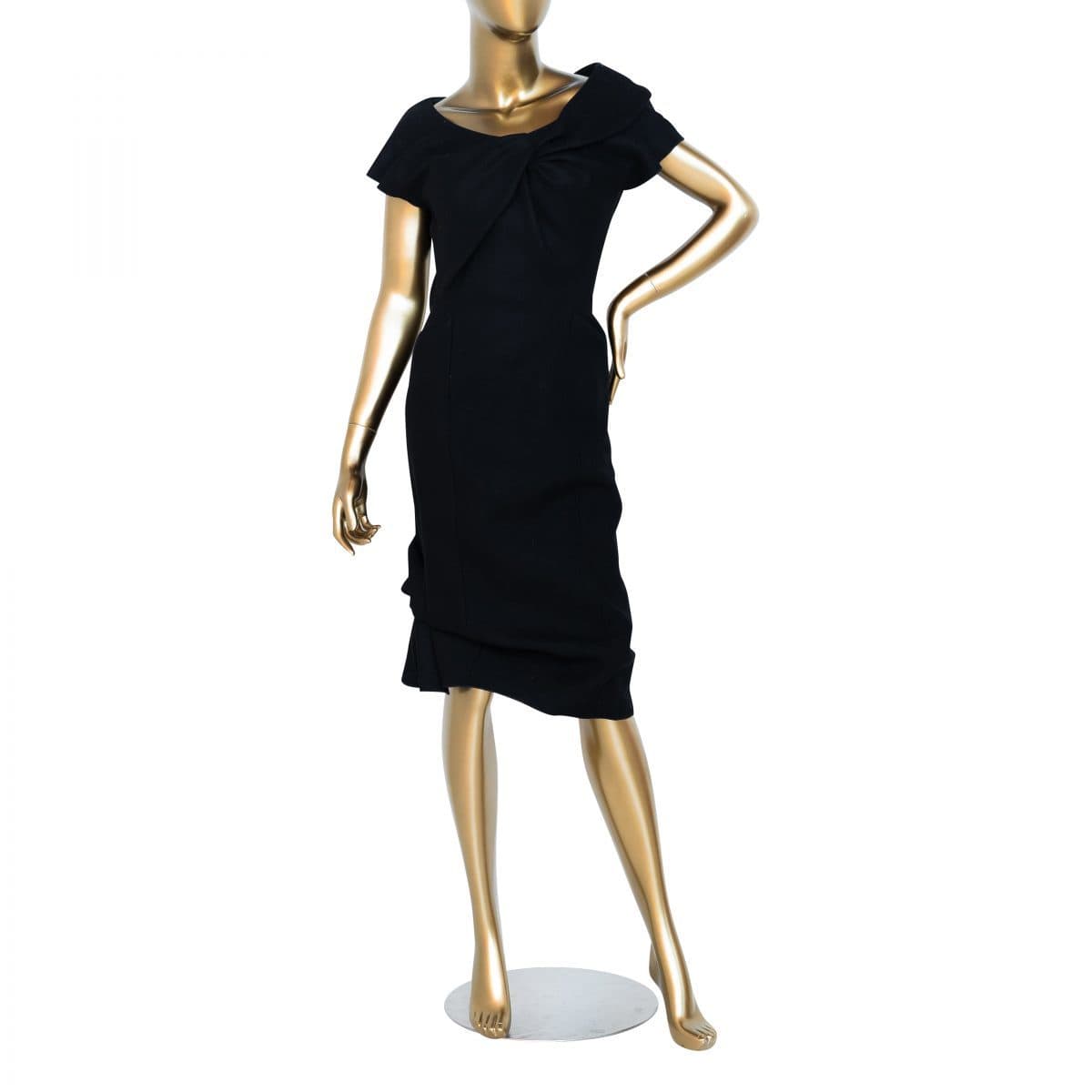 Louis Vuitton Black Wool Side Knot Dress