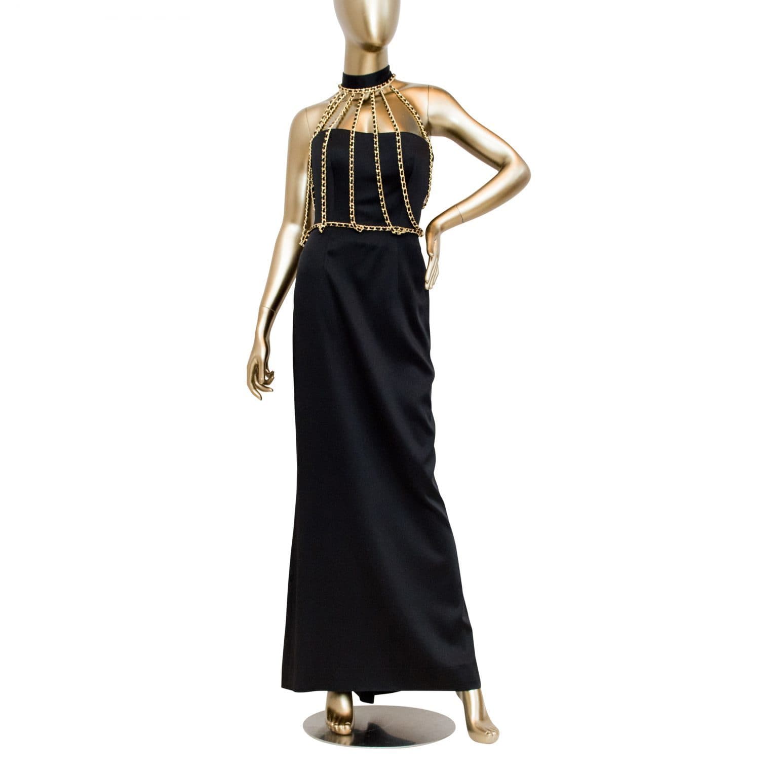 Moschino Couture Chain Collar And Belt Accented Evening Dress