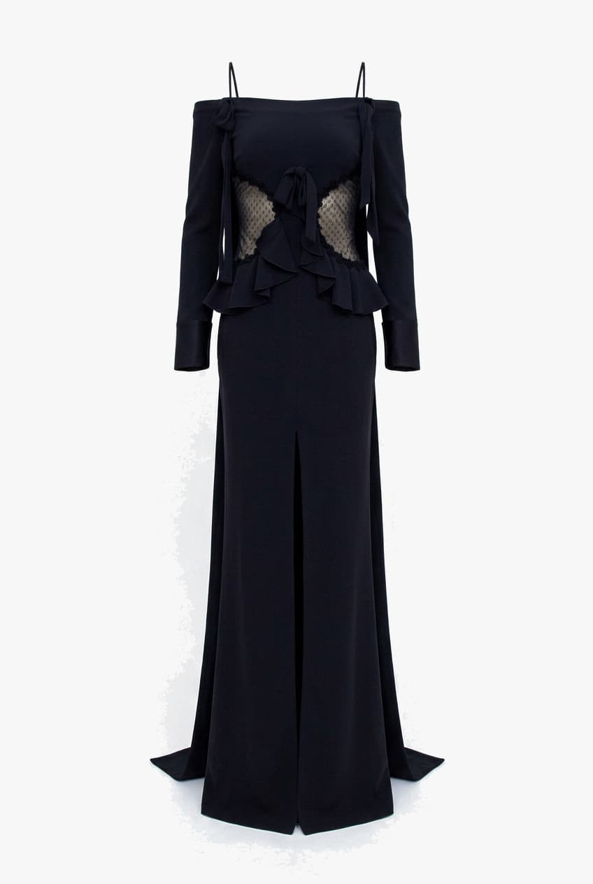 Alessandra Rich Black Off The Shoulder Gown