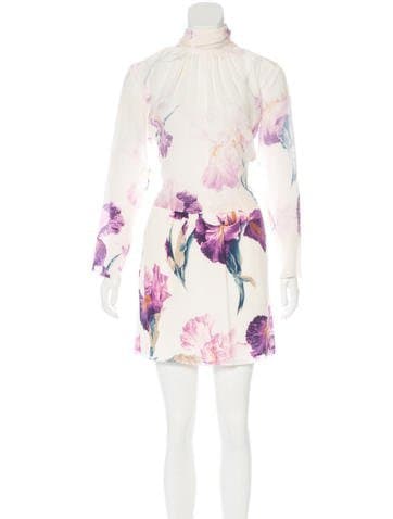 Nina Ricci Floral Print Silk Dress