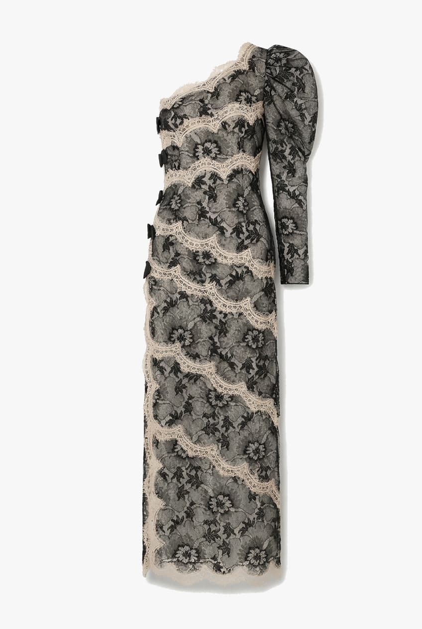 Alessandra Rich One-shoulder Lace Dress