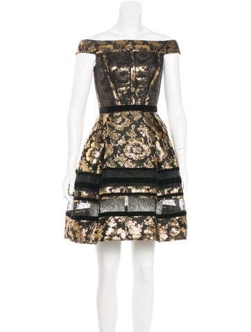 Oscar De La Renta 2015 Metallic Brocade Dress