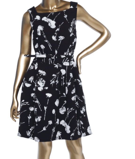 Oscar De La Renta Black And White Printed Dress