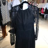 Oscar De La Renta Black Pleated Lace Dress — image 1