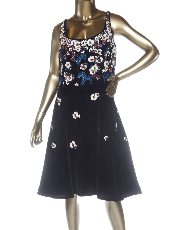 Oscar De La Renta Velvet Foral Appl