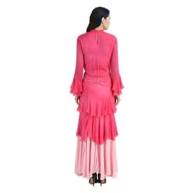 Roberto Cavalli 2004 Ruffled Silk Pink Ombre Evening Gown — image 5