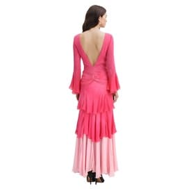 Roberto Cavalli 2004 Ruffled Silk Pink Ombre Evening Gown — image 6