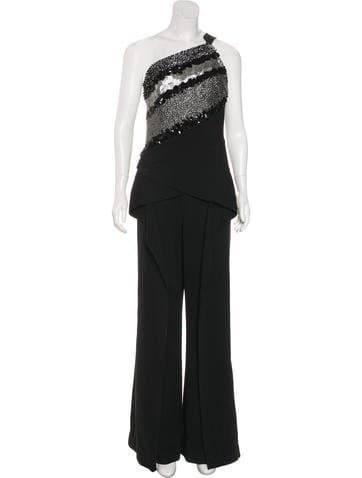 Roland Mouret 2017 Sequin-trimmed Strapless Jumpsuit