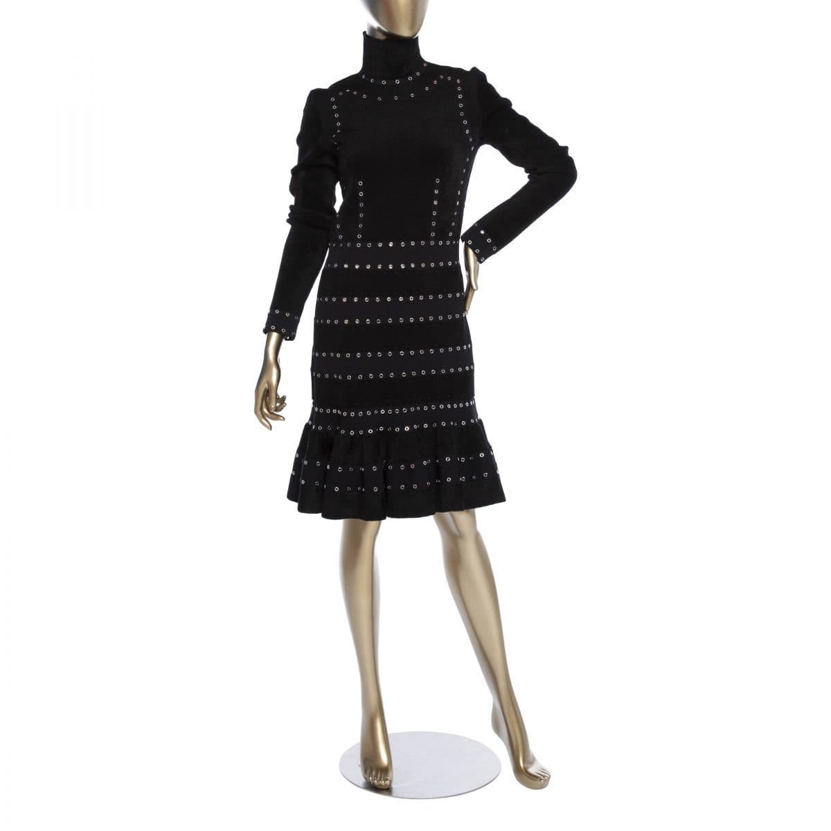 Alexander Mcqueen Black Grommet Dress