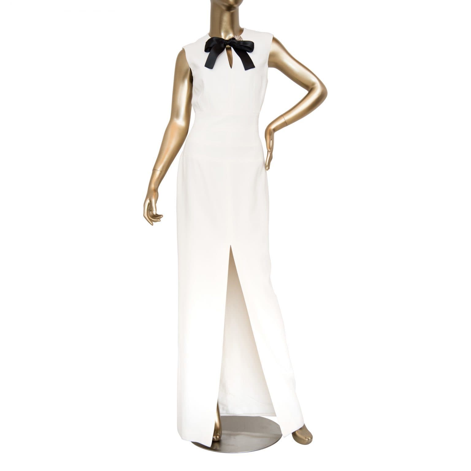 Alexander Mcqueen Cream Bow-embellished Crepe Gown